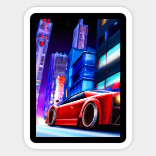 Sports car in Big City Sticker